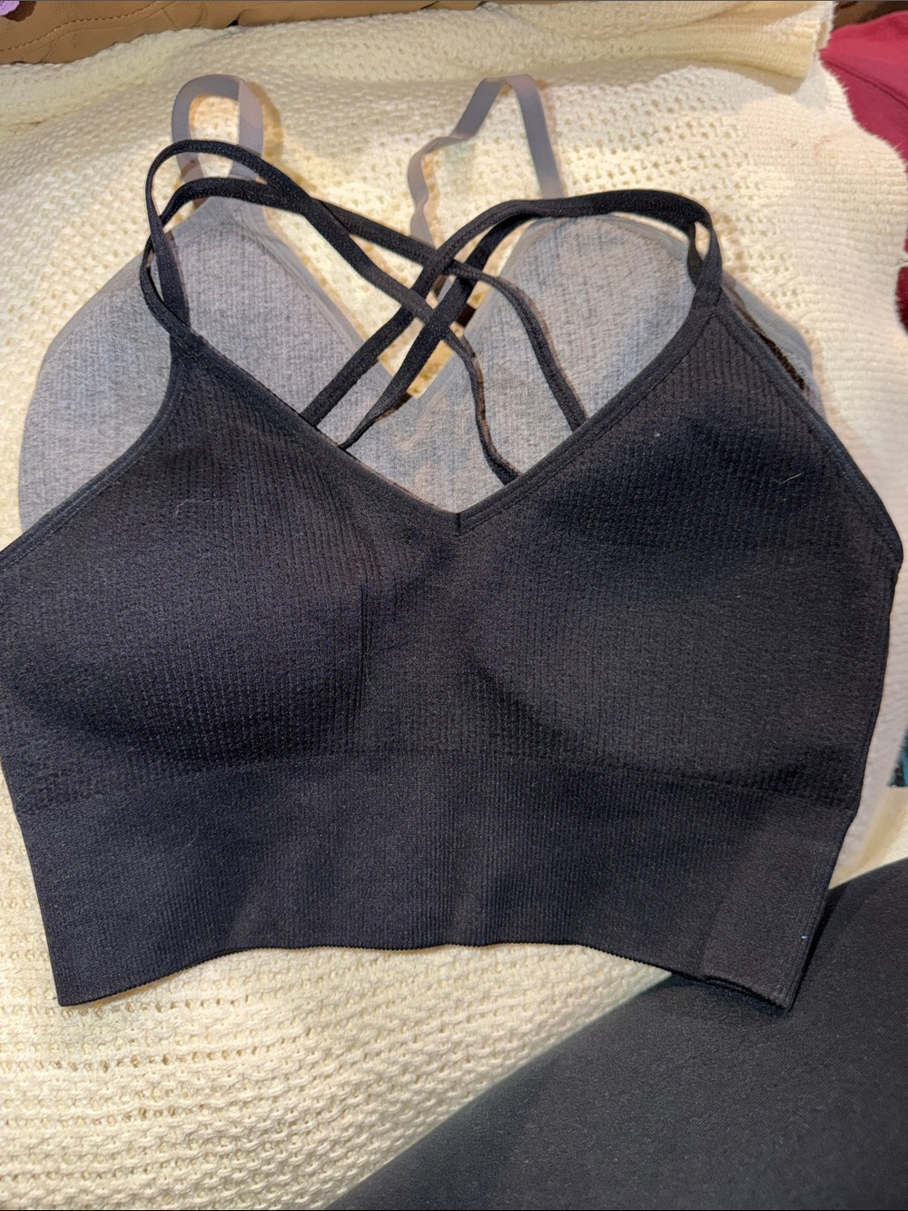 Seamless Black Crisscross Bralette - Women Intimates